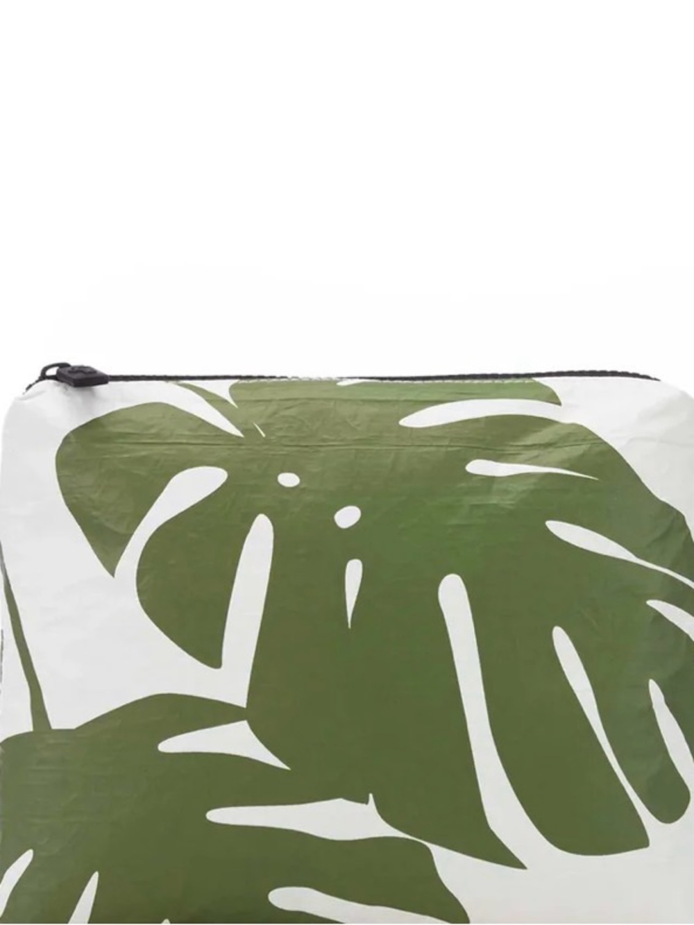 ALOHA Collection White Canvas Small Pouch (Monstera - Seaweed)